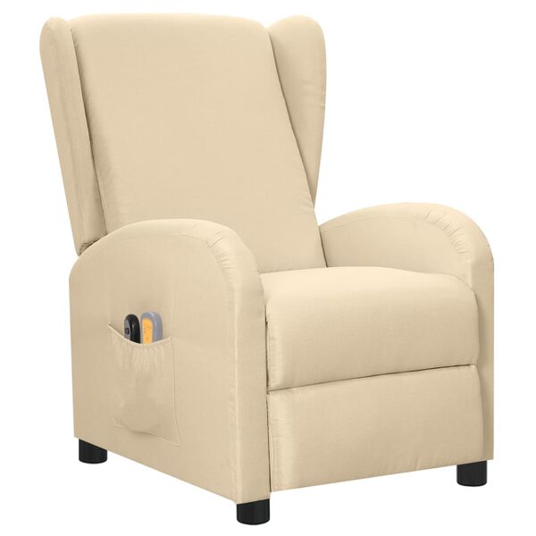 vidaXL Sillón de masaje eléctrico tela color crema