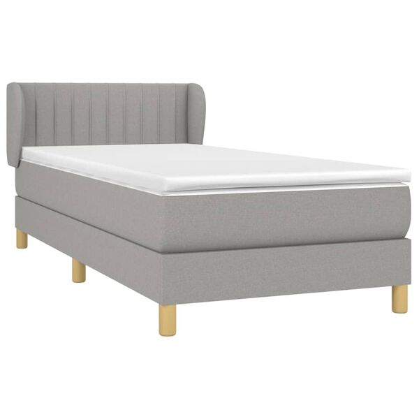 vidaXL Cama box spring con colch&oacute;n tela gris claro 100x200 cm