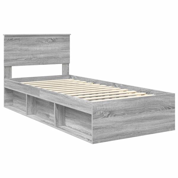 vidaXL Estructura de cama con cabecera Gris Sonoma 90 x 190 cm