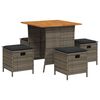 vidaXL Set comedor de jard&iacute;n 5 piezas con cojines rat&aacute;n sint&eacute;tico gris