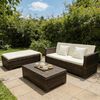vidaXL Set muebles de jard&iacute;n 2 piezas y cojines rat&aacute;n sint&eacute;tico marr&oacute;n