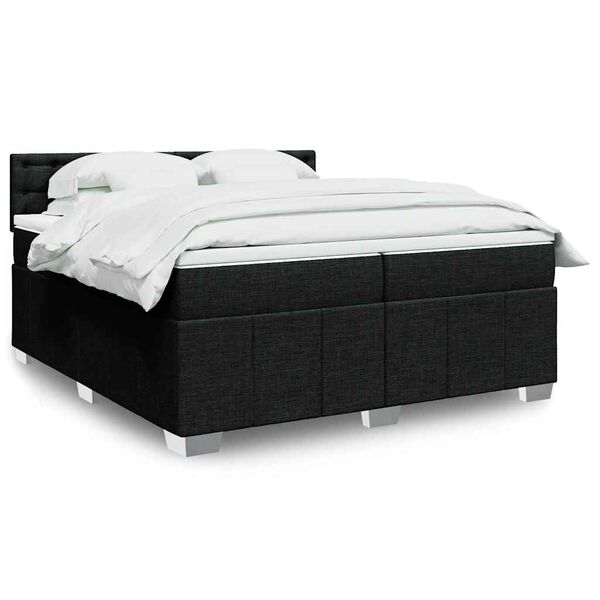 vidaXL Cama box spring con colch&oacute;n tela negro 200x200 cm