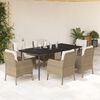 vidaXL Set comedor de jard&iacute;n 7 pzas con cojines rat&aacute;n sint&eacute;tico beige