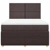 vidaXL Cama box spring con colch&oacute;n tela marr&oacute;n oscuro 140x190 cm