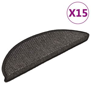 vidaXL Alfombra autoadhesiva escalera sisal 15 uds antracita 56x17x3cm