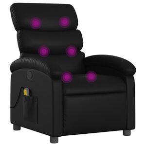 vidaXL Sill&oacute;n reclinable de masaje en piel sint&eacute;tica negra