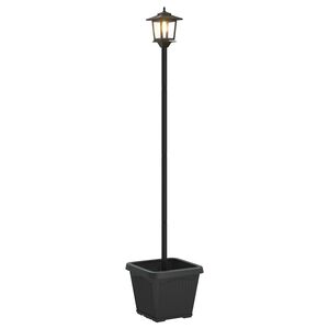 vidaXL Farola Solar con Macetero with LED Bulb Negro 32 x 32 x 158 cm