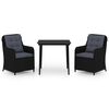 vidaXL Juego de comedor para jard&iacute;n 3 piezas negro