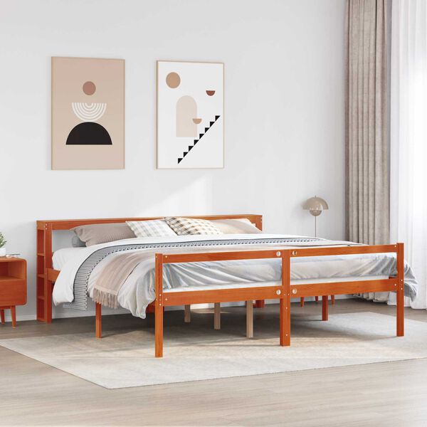 vidaXL Estructura de cama 2 pcs Marr&oacute;n cera Madera de Pino Macizo