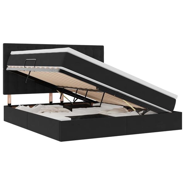 vidaXL Cama con almacenamiento y LED Negro 180 x 200 cm Terciopelo