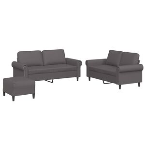 vidaXL Juego de sof&aacute;s con cojines 3 piezas cuero sint&eacute;tico gris
