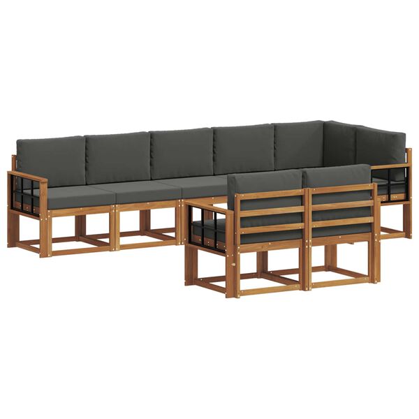 vidaXL Conjunto de sof&aacute;s de exterior 8 pcs Natural y Antracita