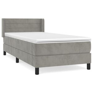 vidaXL Cama box spring con colch&oacute;n terciopelo gris claro 80x200 cm