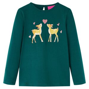 Camiseta infantil de manga larga verde oscuro 92