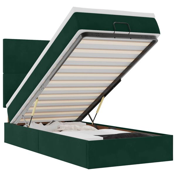vidaXL Estructura cama otomana colchones terciopelo verde oscuro