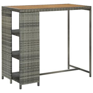 vidaXL Mesa bar estante almacenaje 120x60x110 cm rat&aacute;n sint&eacute;tico gris