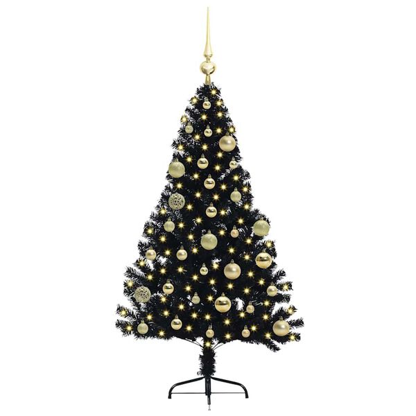 vidaXL &Aacute;rbol de Navidad Artificial Preiluminado Negro 120 cm PVC