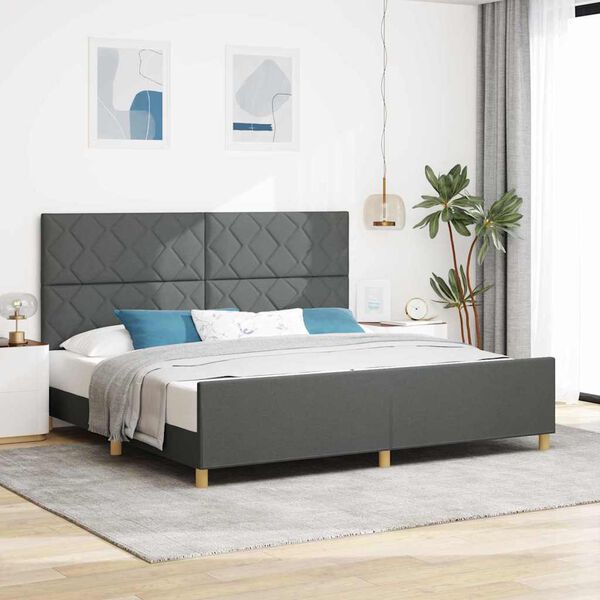 vidaXL Estructura de cama con cabecera Gris oscuro 200 x 200 cm tela