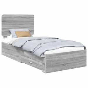 vidaXL Estructura de cama Gris Sonoma 90 x 190 cm Madera de ingenier&iacute;a