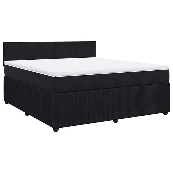 vidaXL Cama box spring con colch&oacute;n terciopelo negro 180x200 cm