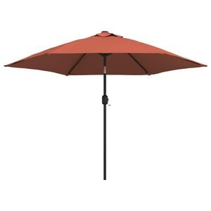 vidaXL Sombrilla de jard&iacute;n con luces LED palo acero terracota 300cm