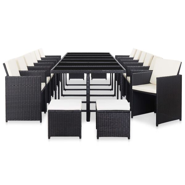 vidaXL Set comedor jardín 13 pzas con cojines ratán sintético gris