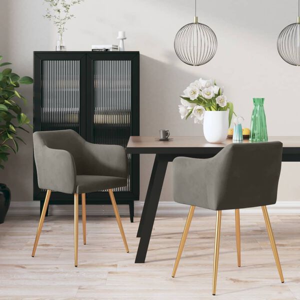 vidaXL Sillas de comedor 2 unidades terciopelo gris oscuro