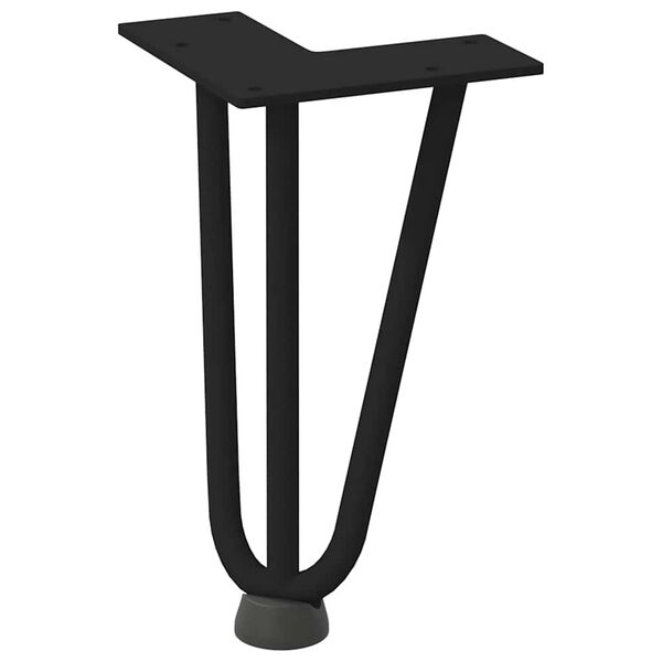 vidaXL Patas de horquilla para mesa de centro (4 unidades), color negro, 20 cm, acero macizo