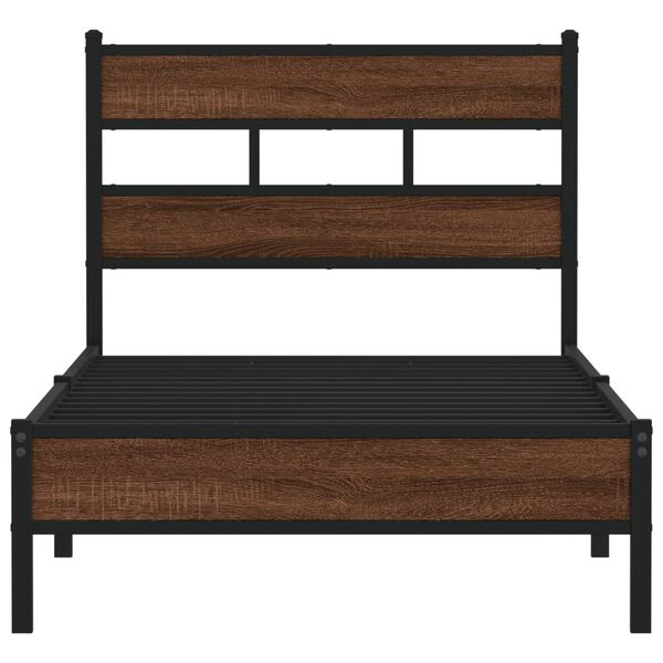 vidaXL Estructura de cama sin colch&oacute;n madera marr&oacute;n roble 75x190 cm