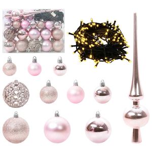vidaXL Juego de Esferas de Navidad 61 uds. 150 LED Blanco C&aacute;lido