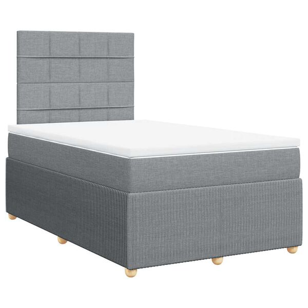 vidaXL Cama box spring con colch&oacute;n tela gris claro 120x200 cm