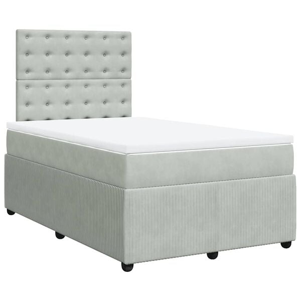 vidaXL Cama box spring con colch&oacute;n terciopelo gris claro 120x200 cm