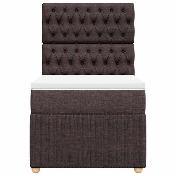 vidaXL Cama box spring con colch&oacute;n tela marr&oacute;n oscuro 90x190 cm
