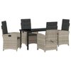 vidaXL Conjunto de Comedor de Jard&iacute;n 5 uds. Gris Claro rat&aacute;n sint&eacute;tico