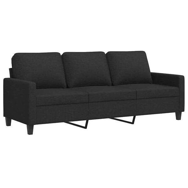 vidaXL Sof&aacute; de 3 plazas de tela negro 180 cm