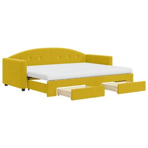 vidaXL Sof&aacute; cama nido con cajones terciopelo amarillo 80x200 cm