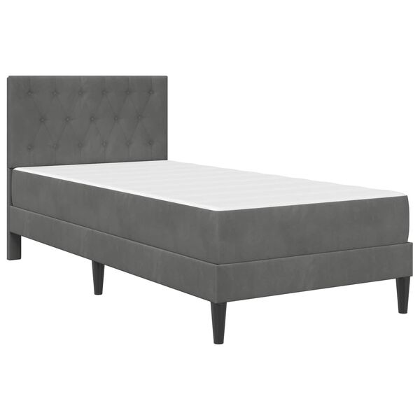 vidaXL Estructura de cama con colch&oacute;n Gris oscuro 90 x 190 cm
