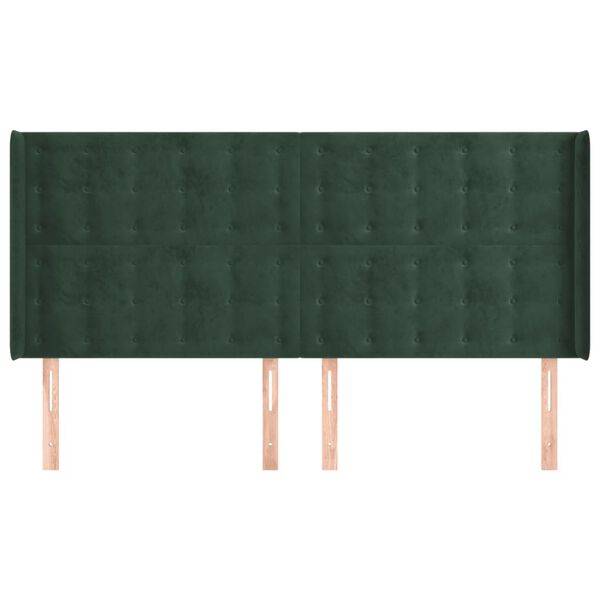 vidaXL Cabecero con orejas de terciopelo verde oscuro 163x16x118/128cm