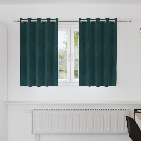 vidaXL Cortinas opacas 2 pcs Verde oscuro 140 x 140 cm Terciopelo