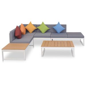 vidaXL Set de muebles de jard&iacute;n 4 piezas y cojines aluminio y WPC