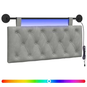 vidaXL Cabecero colgante Con luz LED Gris Claro Terciopelo