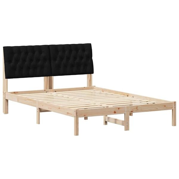 vidaXL Estructura de cama Negro 140 x 190 cm Madera de pino macizo