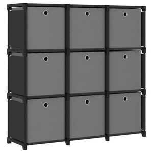 vidaXL Estanter&iacute;a de 9 cubos con cajas de tela negro 103x30x107,5 cm