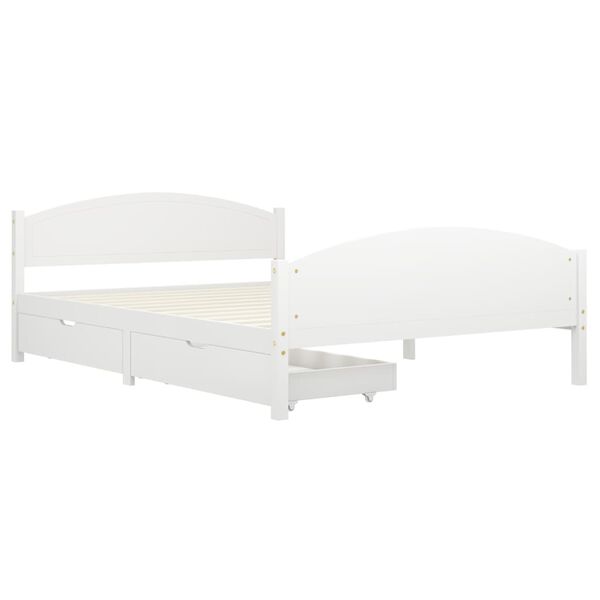vidaXL Estructura de cama sin colch&oacute;n madera maciza blanco 140x200 cm