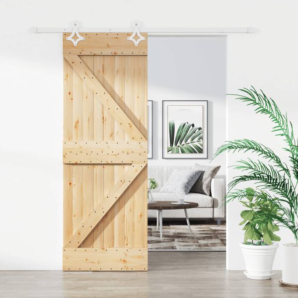 vidaXL Puerta corredera con herrajes madera maciza de pino 80x210 cm