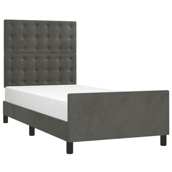 vidaXL Estructura de cama sin colch&oacute;n terciopelo gris oscuro 80x200 cm