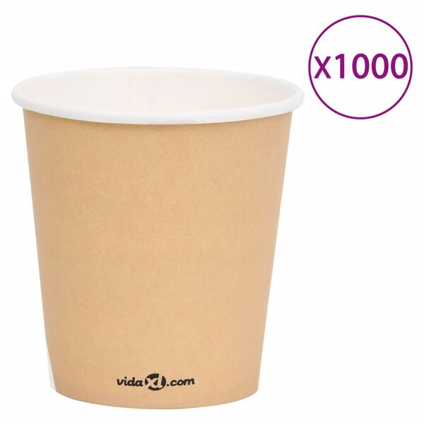 vidaXL Vasos de papel para caf&eacute; 1000 uds marr&oacute;n 200 ml