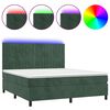 vidaXL Cama box spring colch&oacute;n y LED terciopelo verde oscuro 180x200cm