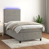 vidaXL Cama box spring colch&oacute;n y LED terciopelo gris claro 80x200 cm