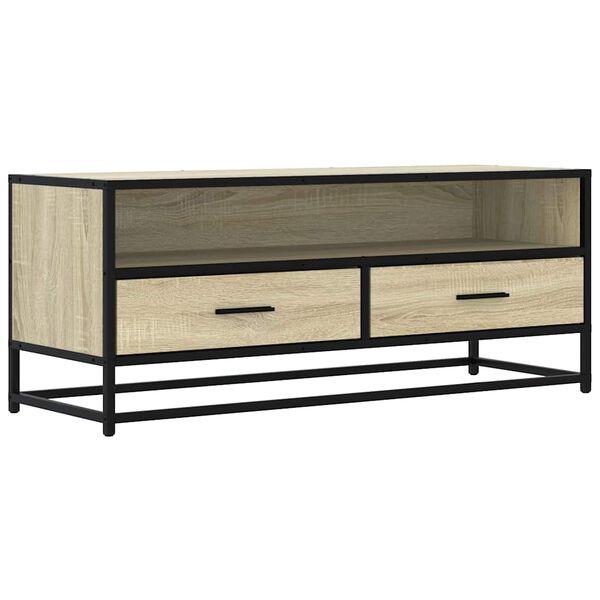 vidaXL Mueble TV metal y madera ingenier&iacute;a roble Sonoma 100x34,5x40 cm